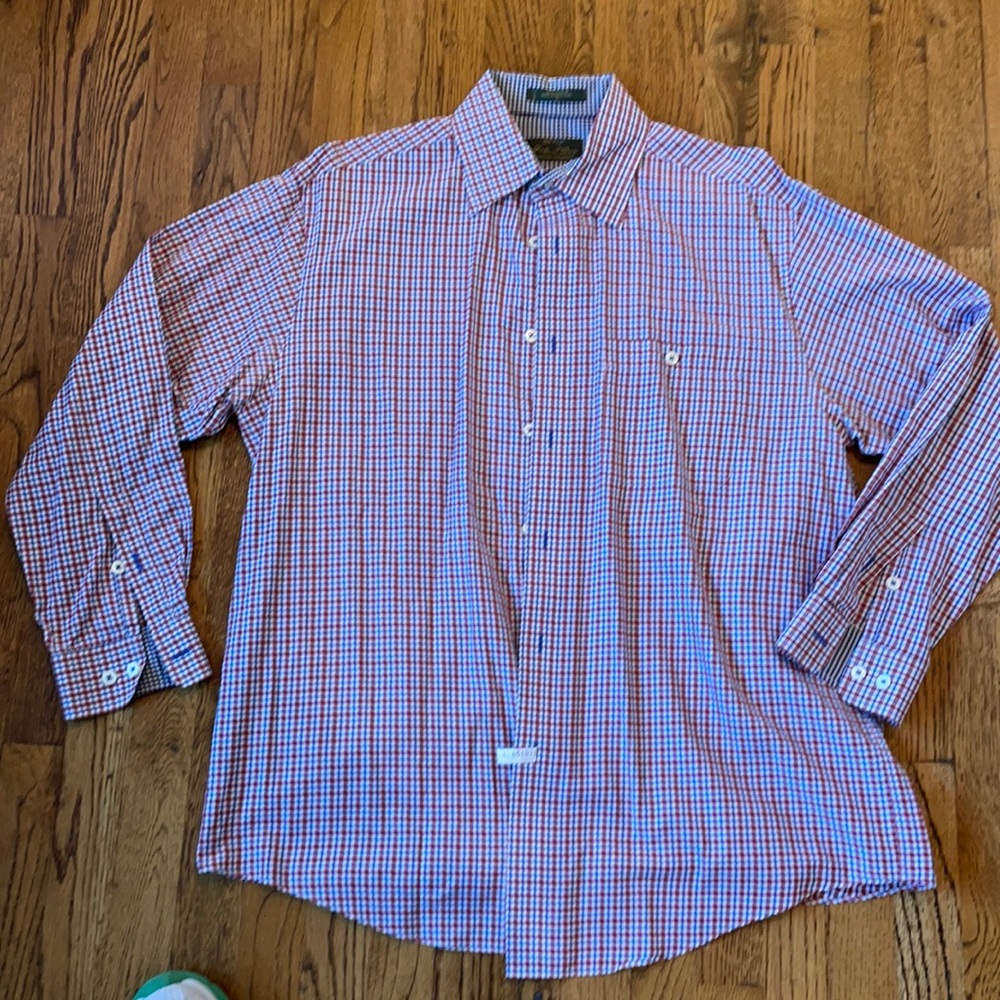 Orvis L Blue and Res Button Down